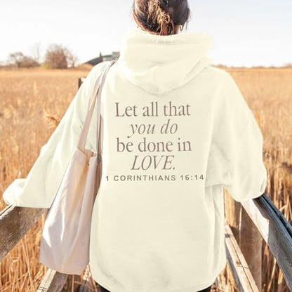 Christian Hoodies Women Jesus Hoodie Embroidered Faith Cross Sweatshirt - color: Apricot, size: Large