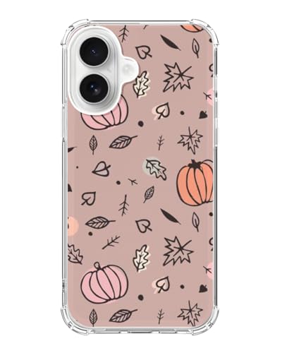 Pink Fall Vibe Phone Case Compatible with iPhone 17, Cute Pumpkin Leaves Phone Cover for iPhone 17 - color: Pink Fall Leaves