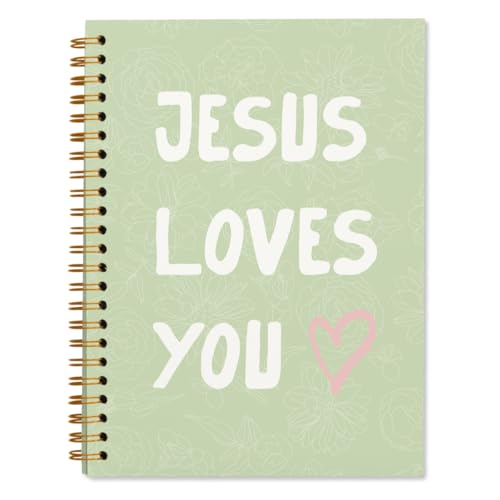 Green Bible Study Notebook, Bible Note Taking Supplies Notebook Journal, Cute notebook, Bible Study Notebook Supplies Gifts Notebook for Teen Girls Student Teacher Women 5.5x8.3 inch - color: Jesus loves you green