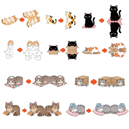 TheClover Lazy Cats Magnetic Bookmarks – Set of 10 Cozy Sleeping Kitty Page Clips, Cute Cat Gifts for Book Lovers & Slow Living Fans, Creative Magnetic Bookmarks for Journals, Office & Home - style: Cats Magnetic Bookmarks