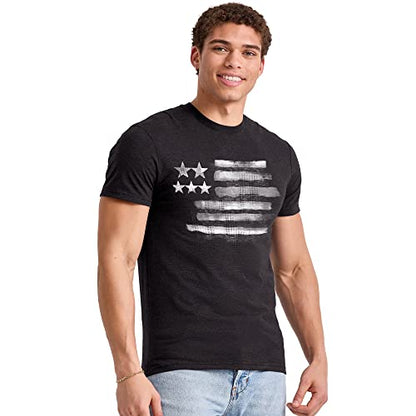 Hanes Men's Essentials Short Sleeve Graphic Tee - color: Black and White Flag, size: 3X-Large