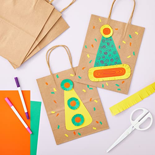 Juvale Brown Gift Bags with Handles - 12-Pack Large, Brown, 8 x 4.75 x 10 In, 120 GSM Paper - Paper Gift Bags Bulk for Party Favors & DIY Decorating & Branding - style: Large