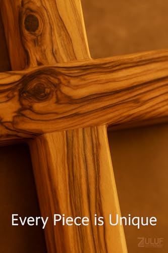 Zuluf Wooden Olivewood Plain Cross For Wall decor | Large Wall Cross Christian Religious Gift | Wall Art Home Room Décor | Jerusalem Decorative Wall Cross with Holy Land Certificate | 25cm / 9.8" - size: 9.8"L x 5.9"W