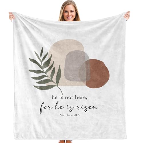 Boho Christian Blanket, Easter Christian Gifts for Women, Boho Birthday Gifts for Women Sister Friend Grandma, Easter Religious Throw Blankets for Bed Bedroom Living Room Decor, 50x60 in - color: Risen-2