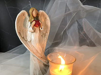 Hodao 8.75inch Resin Praying Angel Sculpture Figurine, with Hear - style: with heart