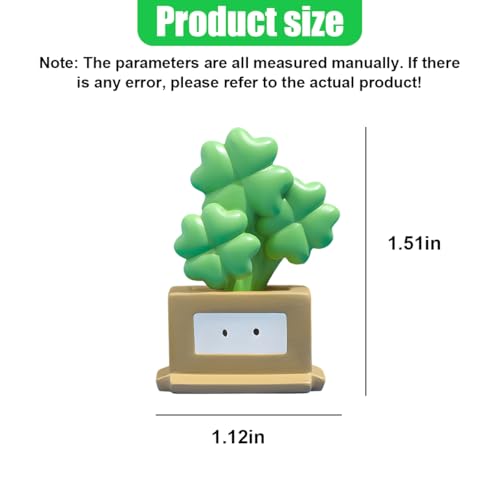 Kawaii Mini Potted Plant Car Dashboard Ornament, Cute Small Resin Plant Figurine Auto Center Console Decoration for Rearview Mirror Dash Desktop, Funny Car Interior Accessories for Women (Clover) - color: Clover
