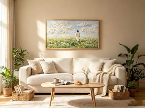 KIRFOLUC Jesus Canvas Wall Art Large Framed Textured Print Painting - color: Jesus, size: 32"L x 16"W