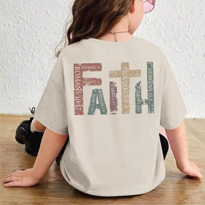Jesus Shirt for Girls Christian Faith Tshirts Kids Cute Bible Verse Graphic Tees Inspirational God Religious Clothes - color: Apricot, size: 9-10 Years