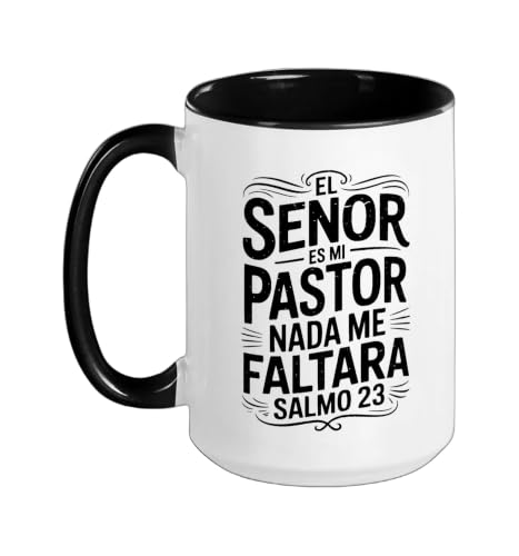Spanish Christian With a Bible Verse Quote El Senor Es Mi Ceramic Mug, Black/White, 15oz - color: Black/White, size: 15 Ounces