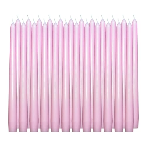 24 Pack Pink Taper Candles丨Taper Candles 10 Inch Dripless丨Unscented & Smokeless Candlesticks Bulk丨7-8 Hours Long Burning Tall Candles丨Ideal for Christmas Weddings Parties Dinner - color: Pink, size: 24 Pack Taper Candle