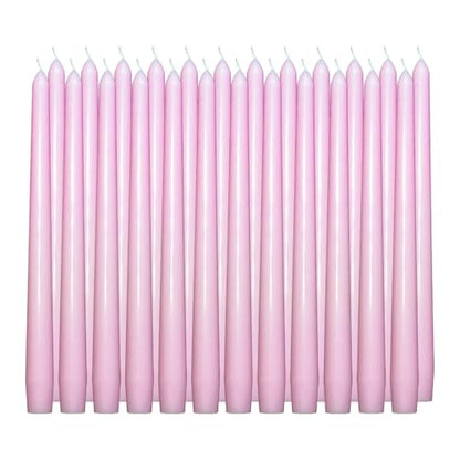 24 Pack Pink Taper Candles丨Taper Candles 10 Inch Dripless丨Unscented & Smokeless Candlesticks Bulk丨7-8 Hours Long Burning Tall Candles丨Ideal for Christmas Weddings Parties Dinner - color: Pink, size: 24 Pack Taper Candle