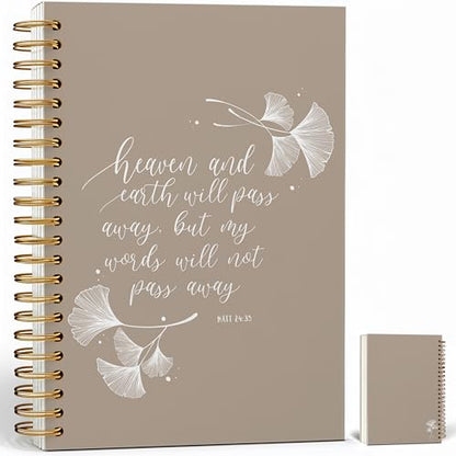 Christian Notebook Journal - Christian Gifts for Women, Inspirational Bible Journal Notebooks for Note Taking, Bible Study, Prayer & Church Notes, A5 Spiral Notebook (Ginkgo leaves) - color: Ginkgo leaves
