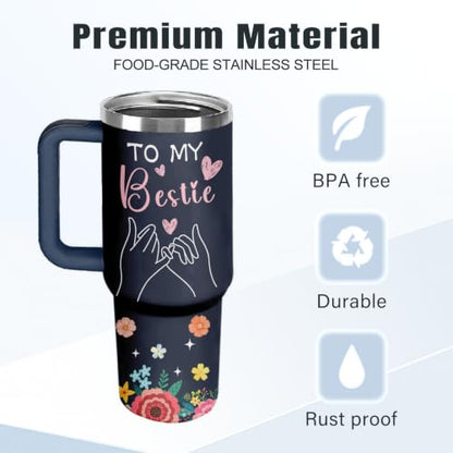 Christian Gifts for Women 40oz Tumbler - Insulated Travel Mug with Handle (Bestie, 40 Ounces) - color: Bestie