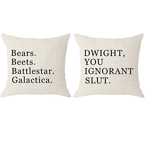 Throw Pillow Covers Set of 2 Linen 18x18 Inch Decorative for Office Couch - color: A-set of 2