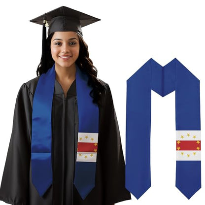Graduation Satin Sash Scarf 72" Stole - color: Cape Verde Flag