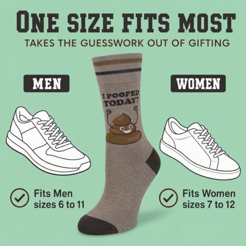 FUNATIC Socks with Funny and Profane Sayings, Sarcastic Gift for Men Women - color: I Pooped Today!