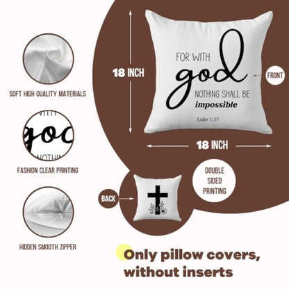 Motivational Christian Gifts Throw Pillow Covers, Faith Pillow Covers 18x18 - color: Godcross