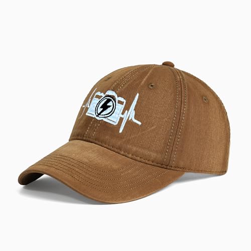 Vintage Baseball Cap for Men Women – Soft Cotton Embroidered Hat, Adjustable Low Profile Dad Hat - color: Camera Washed Brown