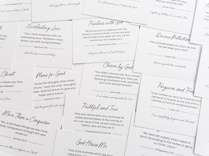 48 Encouraging Scripture Verse Cards with Walnut Wood Stand – 2 Unique Sets: Watercolor Nature & Elegant Black and White – Christian Desktop Bible Verse Affirmations for Daily Inspiration & Gifting
