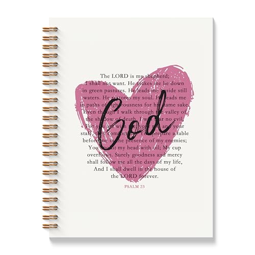 Bible Verse Decor Notebook - Pink Heart Christian Journal, Preppy Bible Verse Spiral Notebooks, Pink Religious School Supplies Journal, Preppy Christian Gifts, Coworker Gifts, 11.8x8.66 Inches - color: Colour-7-A4