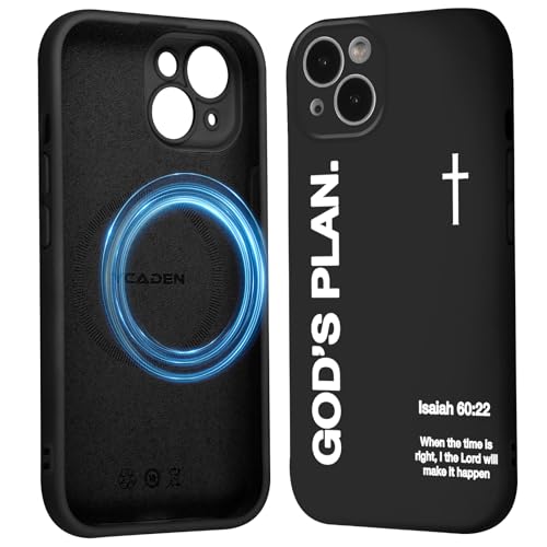 Magnetic Phone Case for iPhone 14, Aesthetic Jesus Bible Verse Cross Pattern Print for Women Men, Compatible with Magsafe, Shockproof Soft Silicone Cover for iPhone14 6.1", Black - color: Black, size: iPhone 14