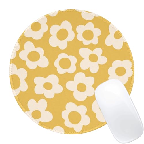 Retro Yellow Flowers Mouse Pad Cute Travel Mousepad for Laptop Wireless Mouse Aesthetic Office Accessories Computer Mouse Pads for Desk Mini Mouse Pad, Yellow Floral - color: Yellow Flowers