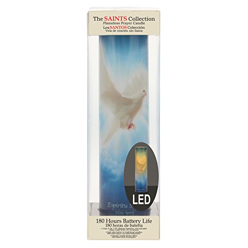 The Saints Collection Holy Spirit Flickering Lifelike LED Prayer Candle with Timer, Religious Home Decor, Gift Ideas for Friends and Family - size: 1 Count, style: Holy Spirit