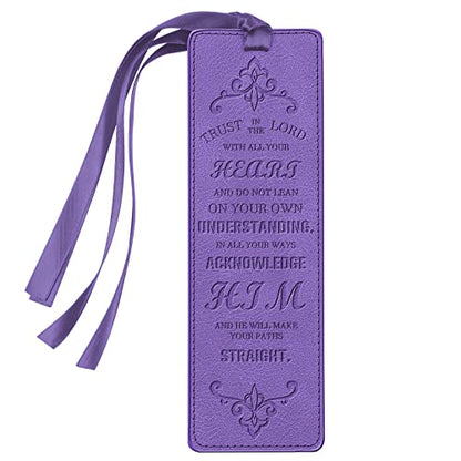 FINPAC Leather Bible Bookmarks, Bible Verse Book Markers - color: Violet
