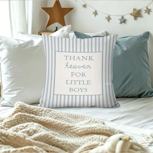Boys Nursery Pillow Covers 18x18,Thank Heaven for Little Boys - color: Boys