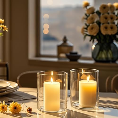 TBWIND 12pcs 4 Inch Clear Glass Cylinder Vases for Centerpieces - size: 12 Pack 4 Inch - Clear