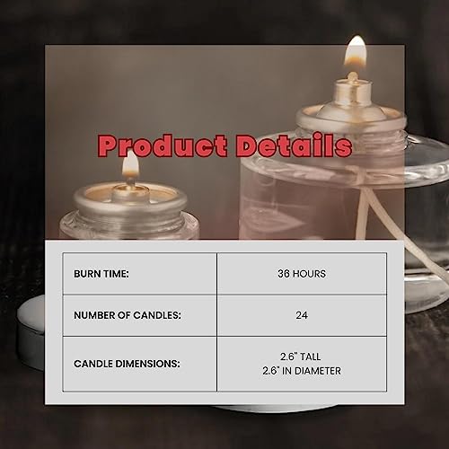 Hollowick Disposable Liquid Candles, 36 Hour, for Use in Glass Votive Tealight Lamp Holders, Restaurant Wedding Table Top Lights, Child Resistant Closures, 24 Pieces, Clear Fuel Oil HD36, unscented - color: 36 Hour Burn Time