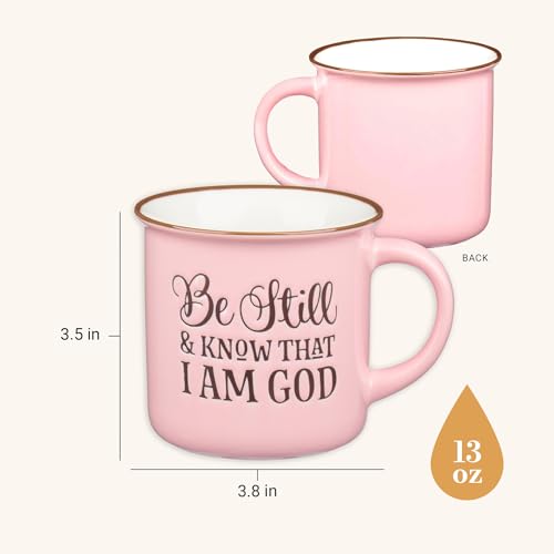 Christian Art Gifts Pink Camp Style Be Still and Know Ceramic Coffee Mug - style: Be Still & Know