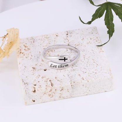 925 Sterling Silver Inspirational Adjustable Rings - Personality Encouragement Jewelry Gift For Women - style: Let Them