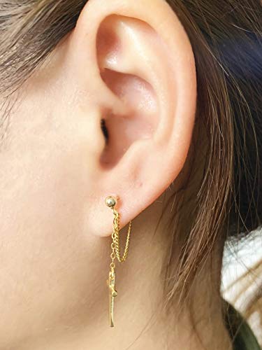 Cross Dangle Drop Earrings 925 Sterling Silver Chain Dropping for Women Girls Punk Ball Studs Hypoallergenic Jewelry - style: Gold Plated