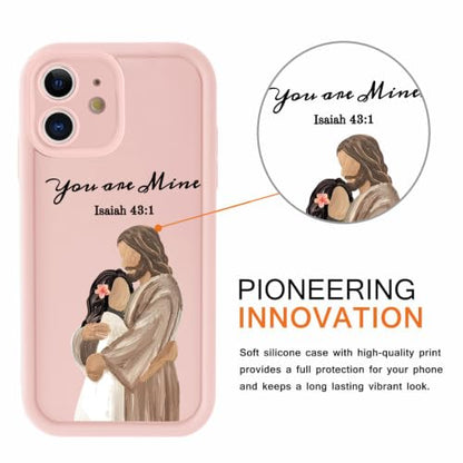for iPhone 13 6.1'' Cute Bible Verse Hug Phone Case - color: Pink-You Are Mine, size: iPhone 13