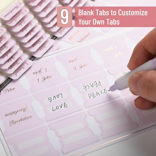 Mr. Pen- Bible Tabs, 75 pcs, Soft Pink, Bronze Foil Lettering, Laminated Bible Tabs for Women and Men - color: Baby Pink