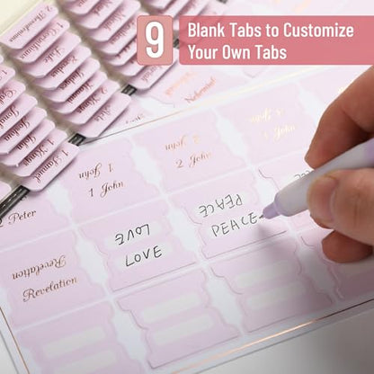 Mr. Pen- Bible Tabs, 75 pcs, Soft Pink, Bronze Foil Lettering, Laminated Bible Tabs for Women and Men - color: Baby Pink