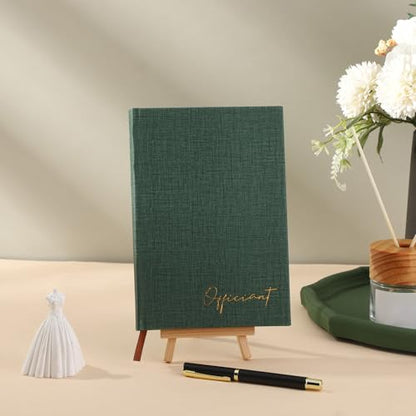 Engrowtic Wedding Officiant Book with Pen 5.25x8.25,Dark Green,Classic - color: Dark Green, style: Classic