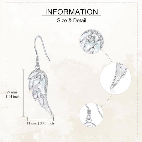 ONEFINITY Angel Wings Earring for Women Feather Wing Earring Angel Jewelry - color: white