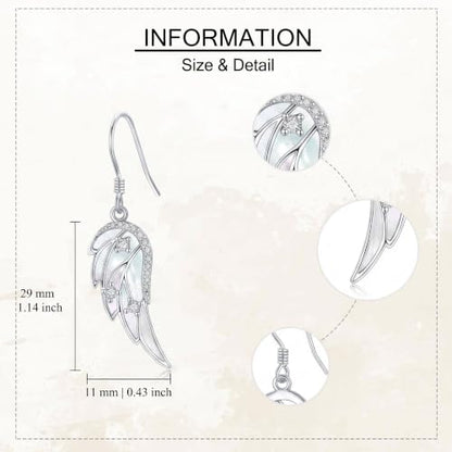 ONEFINITY Angel Wings Earring for Women Feather Wing Earring Angel Jewelry - color: white