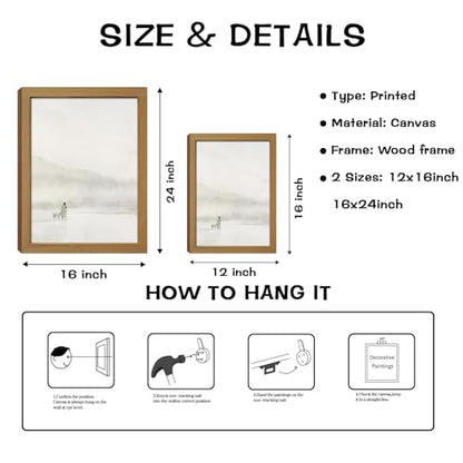 Kownzev Jesus Wall Art Set of 3, Neutral Good Shepherd Framed Canvas 12x16 - color: Beige Cream Gray White Natural Wood, size: 16"Lx12"W