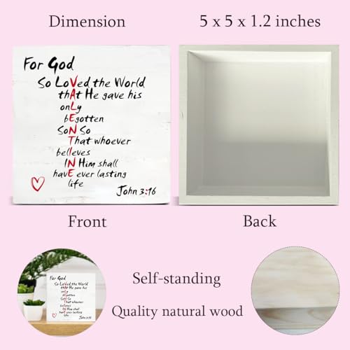 Christian Valentines Decor, Rustic John 3:16 Bible Verse Wood Sign - color: God