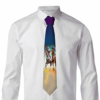 Black Dots Men's Neckties Retro Classic Circle Geometry Men's Tie for Mens Teens Business Work Casual Wedding Party - color: Racing Horses