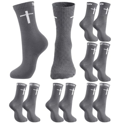 Chicingyou Christian Cross Socks for Men Youth, Us Size 6-12 - color: Grey