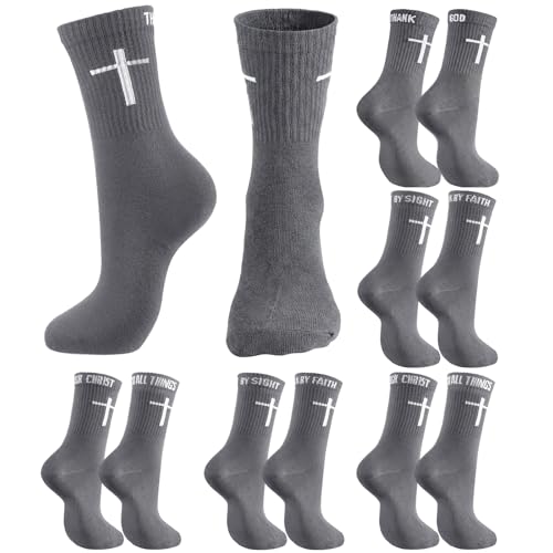 Chicingyou Christian Cross Socks for Men Youth, Us Size 6-12 - color: Grey
