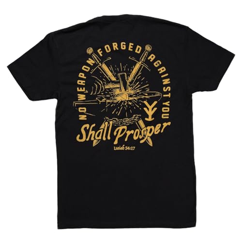 Yee Yee Apparel Christian Faith Graphic Tee Shirt – Men’s Christian Graphic Tees and Short Sleeve Shirts - color: No Weapon Forged, size: XX-Large
