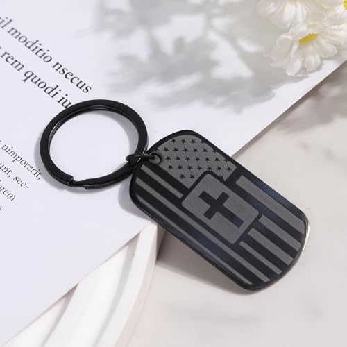 Keychain for Men Boys, Dog Tag Style Key Chain, Black Key Rings Birthday Christmas Veteran Day Gifts - style: Drive Safe