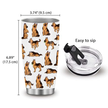 WIRESTER 20 OZ Stainless Steel Tumbler With Lid, Double Wall Vacuum Insulated Tumbler, Coffee Travel Mug Cup for Hot Cold Drinks - German Shepherd Funny Playful Postures - color: German Shepherd Funny Playful Postures