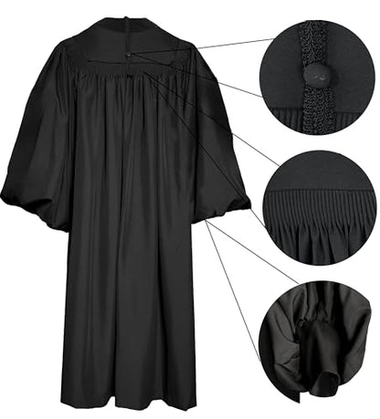 MyGradDay Unisex Deluxe Clergy Robe，clergy church gown - color: Black(black), size: 48''(5'3''-5'5'')