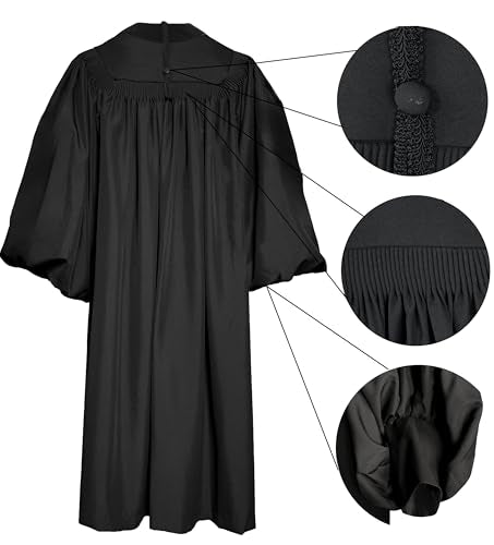 MyGradDay Unisex Deluxe Clergy Robe，clergy church gown - color: Black(black), size: 42''(4'9''-4'11'')